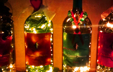 bottles with lights
