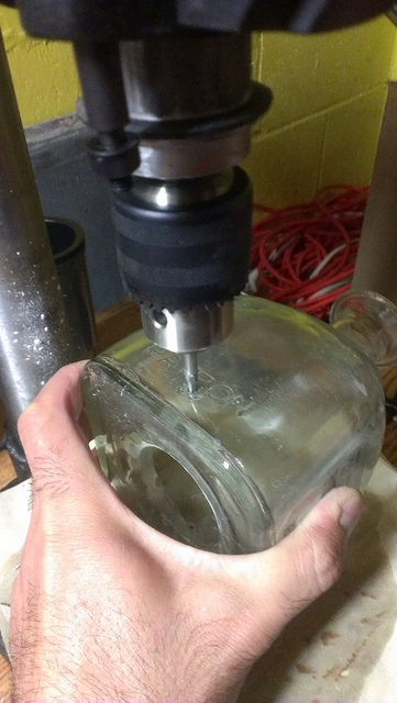 Drilling a glass bottle 