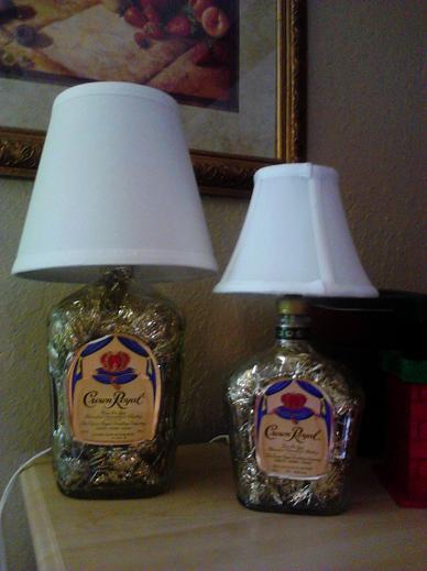 Two Crown Royal Bottle Lamps