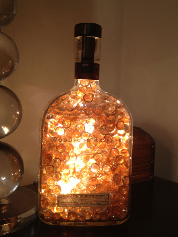 Beautiful lighted glass bottle