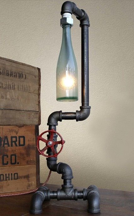 Upcycled plumbing lamp