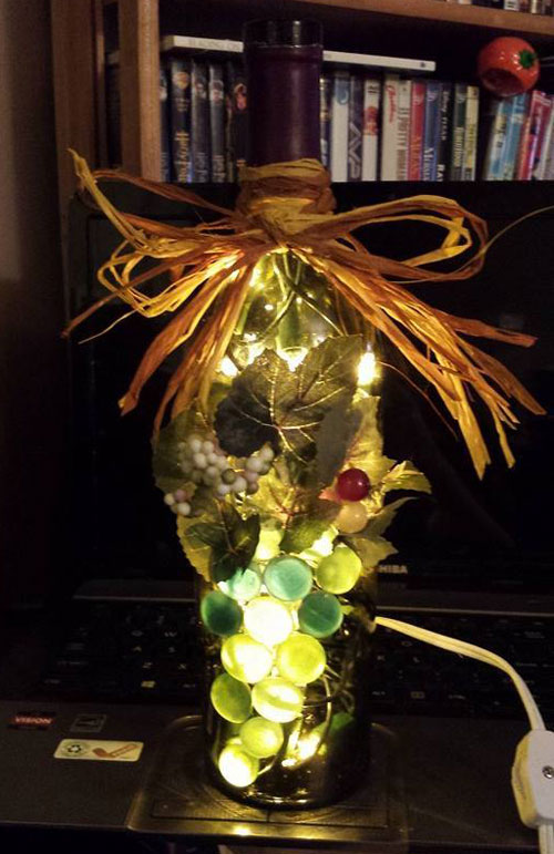 decorated wine bottle lamp