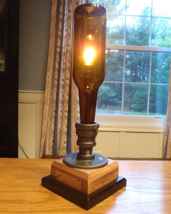 Steampunk beer bottle lamp