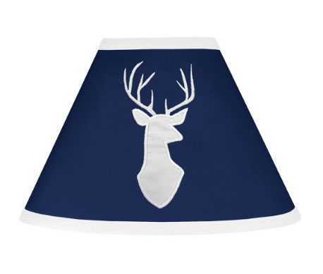 Blue lampshade with white deer head