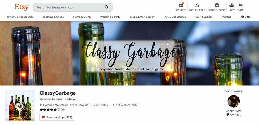 Header for Classy Garbage Etsy shop