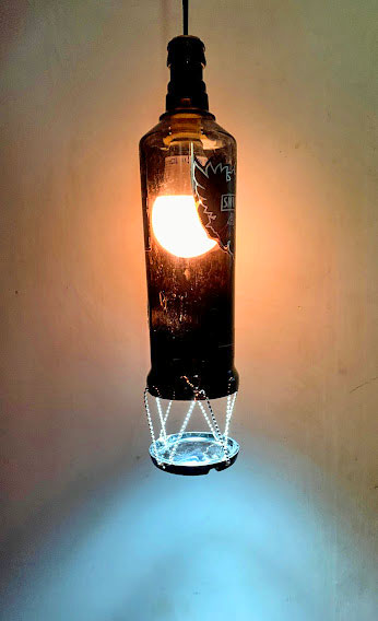 Lighted bottle pendant lamp